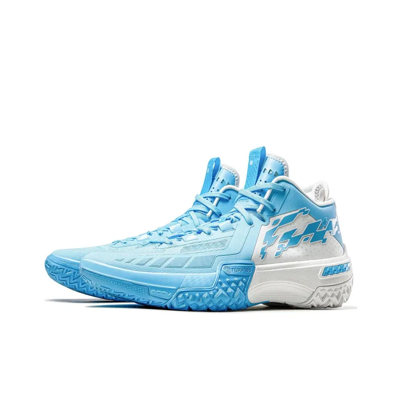 LiNing Shudder Cushioning Slip Resistant Lightweight Rebound High Top Basketball Shoes Men's Blue White-2