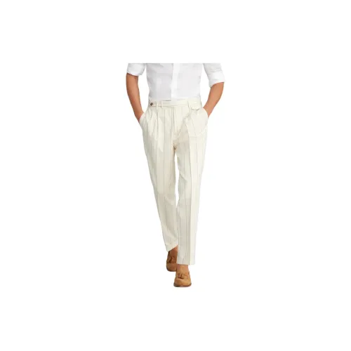 Brunello Cucinelli Stripe-pattern Wool-blend Tailored Trousers