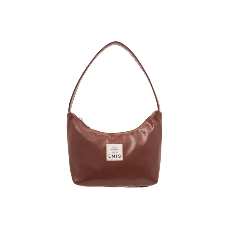 Emis Polyurethane Hobo Bag, One Shoulder Handbag Regular Women's Brown-0