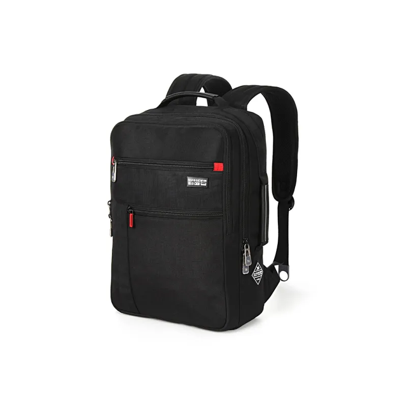 SUISSEWIN Fabric Casual Water Resistant Students Backpack Laptop Bag Handbag Regular Unisex Black/Gray-1