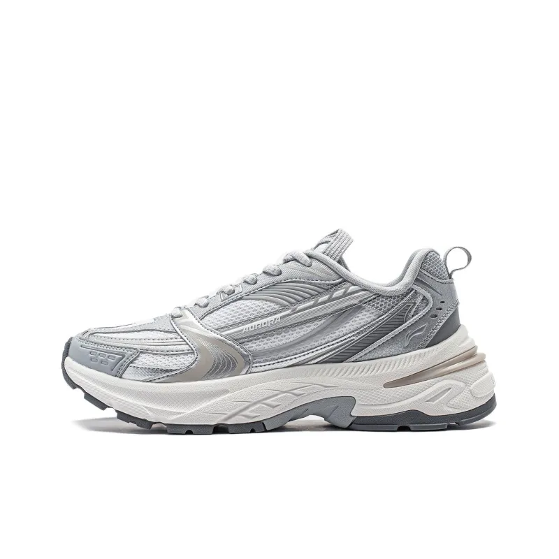 LiNing Aurora 2K V2 Cushioning Anti Slip And Wear Resistant Support Low Top Casual Shoes Women's Silver White-0