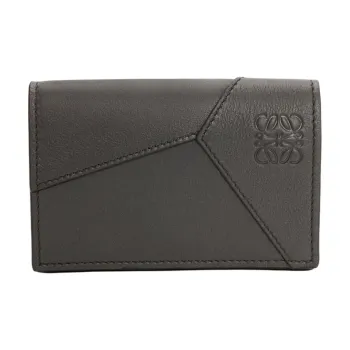 LOEWE Classic Calfskin Business Card Holder Men's Dark Gray