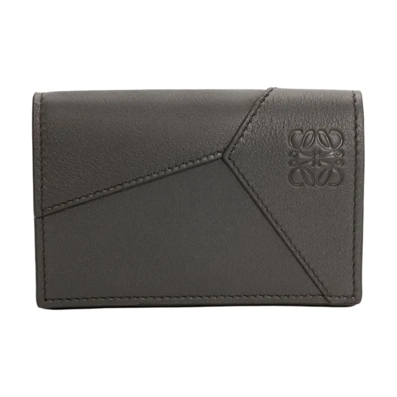 LOEWE Classic Calfskin Business Card Holder Men's Dark Gray-0