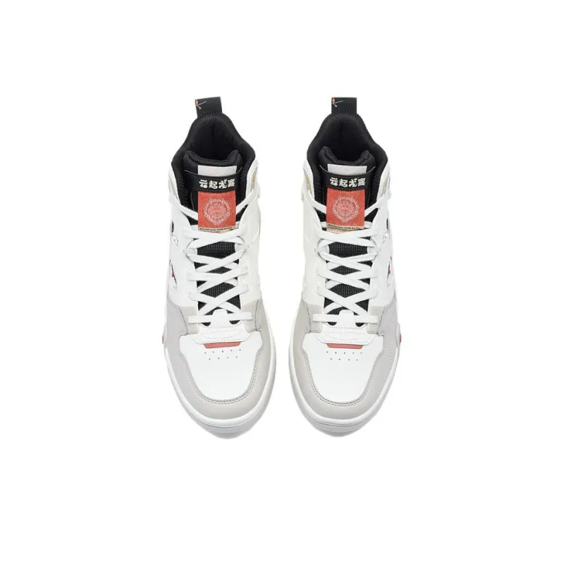 XTEP Cushioning Wear Resistant High Top Skateboard Shoes Men's White-1