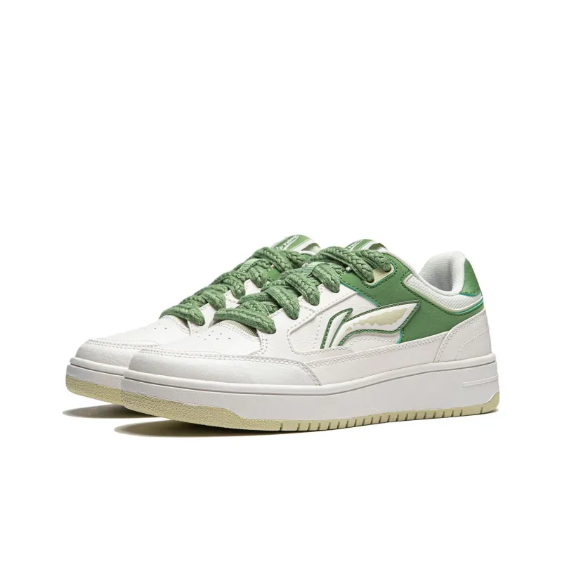 LiNing Tianji Slip Resistant, Abrasion Resistant, Lightweight, Breathable Low Top Skateboard Shoes Women's White Green-2