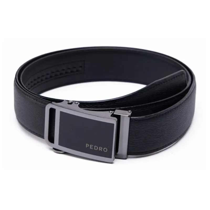 PEDRO Automatic Buckle Cow Leather Leather Belts Men's Black Width  3.5cm-1
