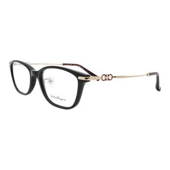FERRAGAMO Titanium Irregular Shape Eyeglass Frames Women's Black