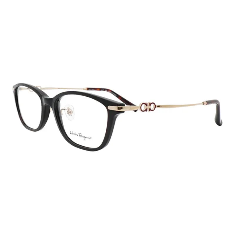 FERRAGAMO Titanium Irregular Shape Eyeglass Frames Women's Black-0