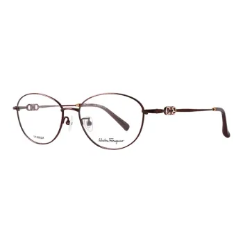 FERRAGAMO Titanium Oval Eyeglass Frames Women's Burgundy