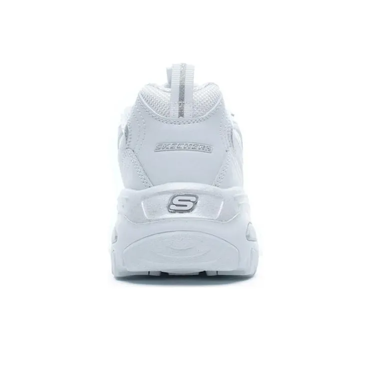 Skechers D'LITES Cushioning Anti-Slip And Wear-Resistant Low-Top Chunky Sneakers Women's Silver White-3