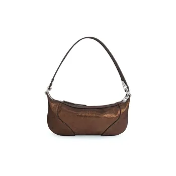 By Far Mini Amira Metallic-finish Shoulder Bag