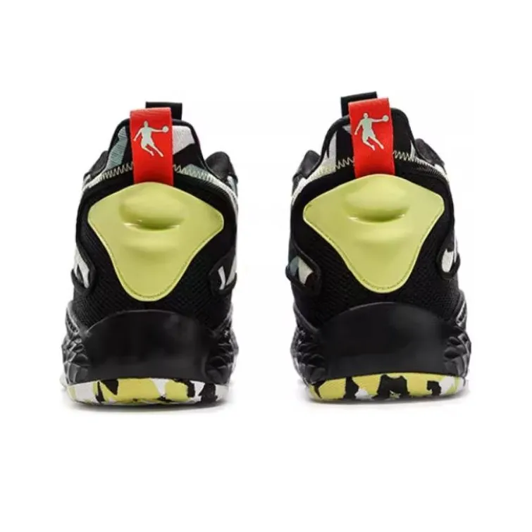 QIAODAN Cushioning Anti Slip And Wear Resistant High Top Basketball Shoes Men's Black Green-3