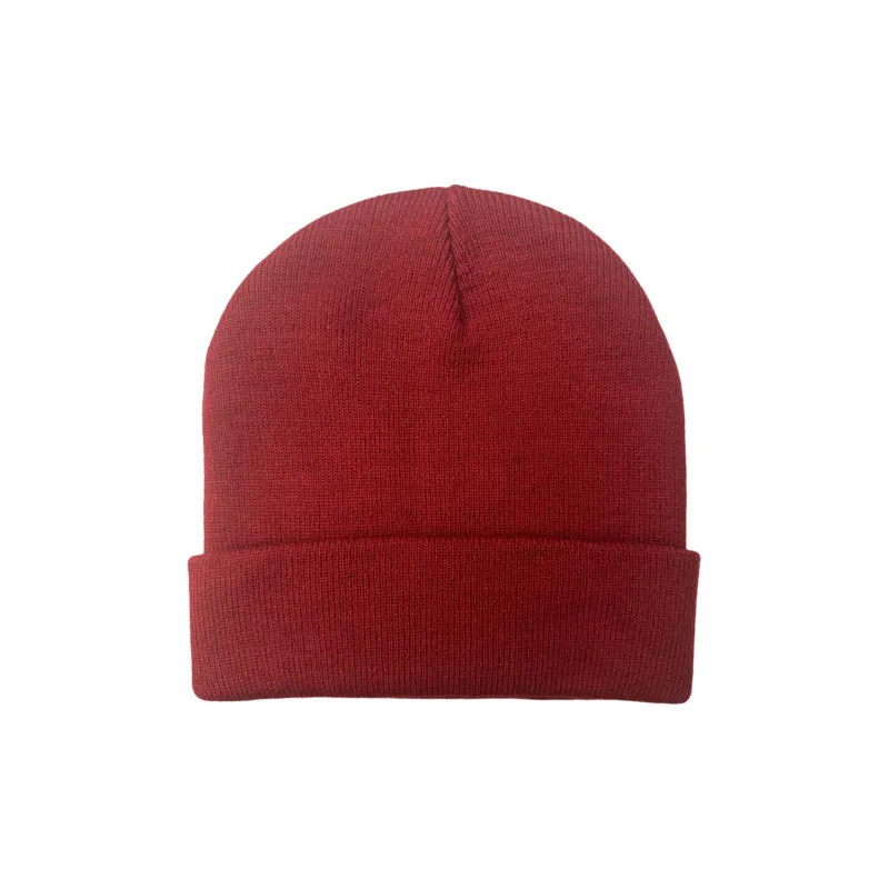 LUCKY BRAND Acrylic Burgundy Deep Sea Blue Vintage Leather Label Beanie Unisex-1