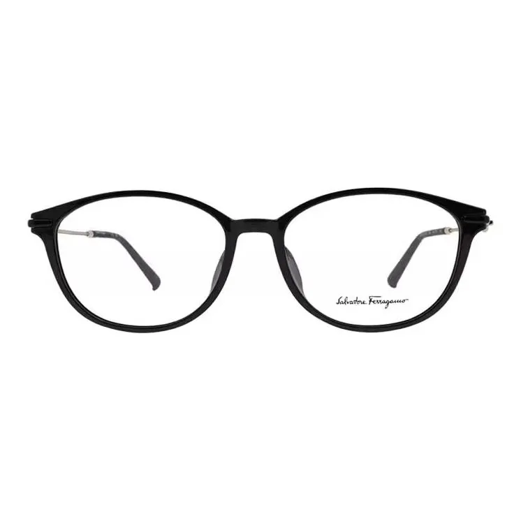 FERRAGAMO Plate And Metal Oval Eyeglass Frames Women's Black-1