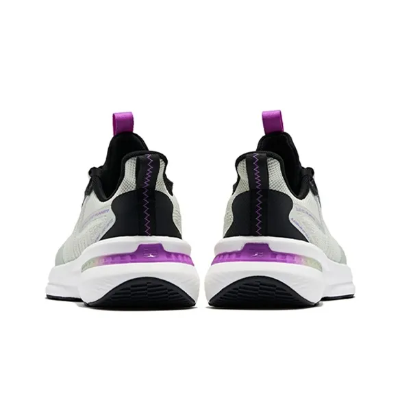 QIAODAN Swift Cushioned Slip-Resistant Low-Top Running Shoes Men's Gray Purple-3
