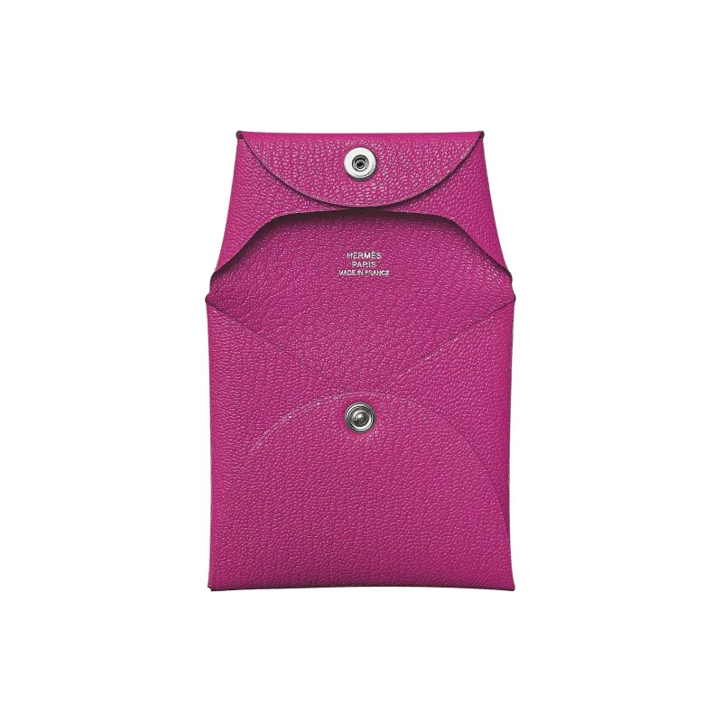 HERMES Bastia Mysore Goat Skin Coin Purses Wallets Women's 9I Magnolia Pink-1