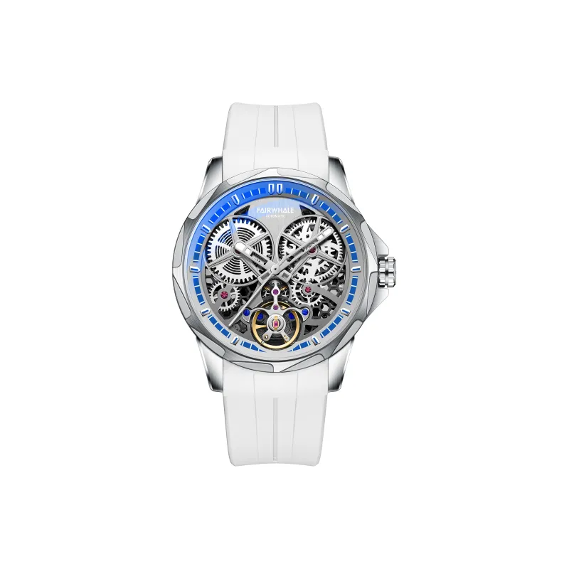 FAIRWHALE Pioneer Collection Watch Automatic Mechanical Movement Silicone Strap Watch Men's Watches Cut Out Dial-0