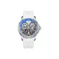Silver Case Blue Dial White Rubber Strap with Laser Packaging
