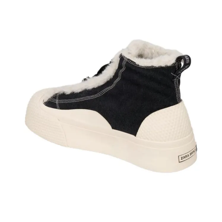 ZARA High-Top Skateboard Shoes Men's Black White-3