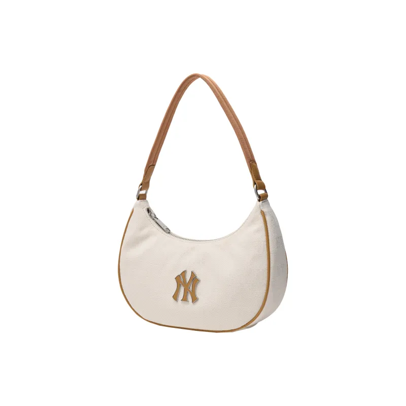 MLB Polyester Blended Cotton Shoulder Bag Handbag Regular Unisex Beige & Brown-1