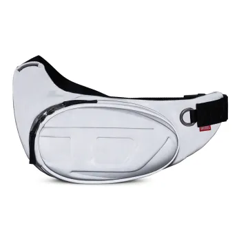 DIESEL Polyurethane PU Sling Bag, Crossbody Bag Men's Silver