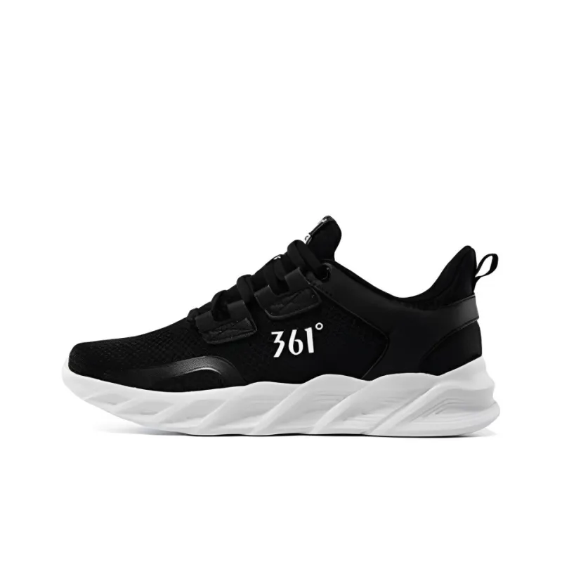 361° Slip Resistant Breathable Low Top Running Shoes Women's Black White-0