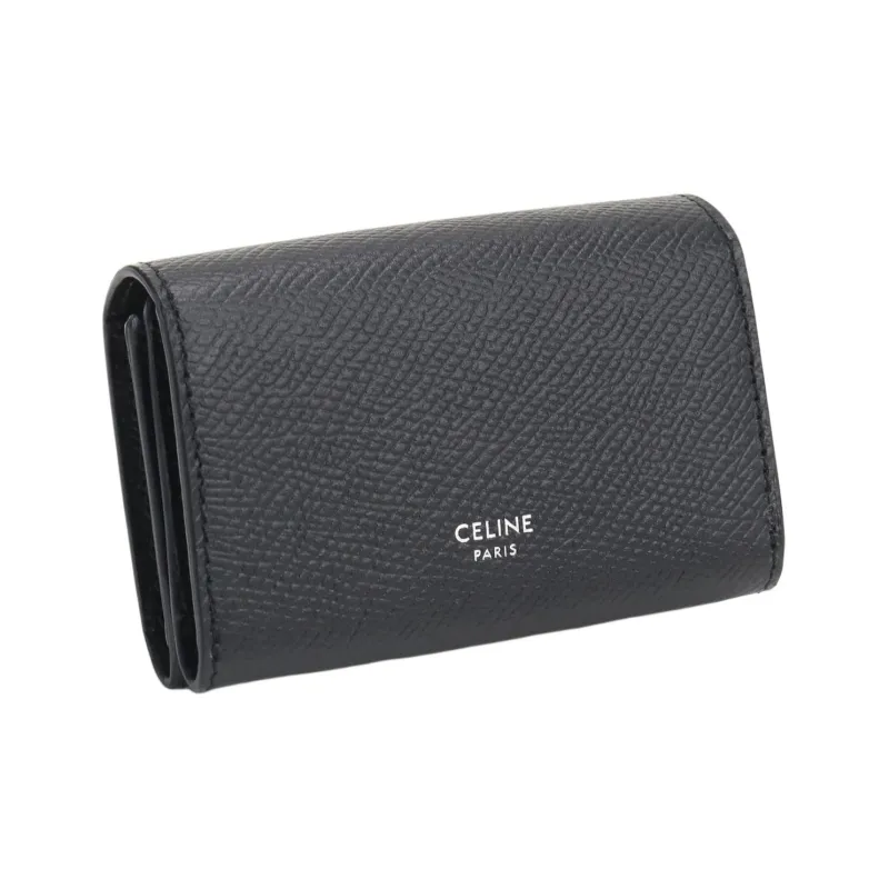 CELINE Calfskin Business Card Holder Card Case Men's Black-1
