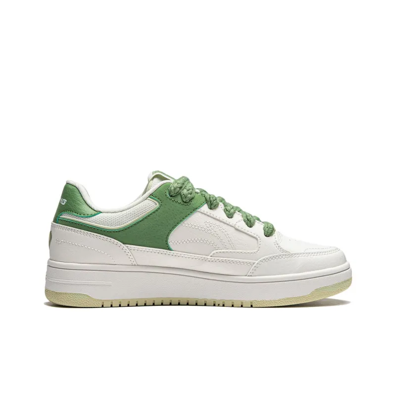LiNing Tianji Slip Resistant, Abrasion Resistant, Lightweight, Breathable Low Top Skateboard Shoes Women's White Green-1