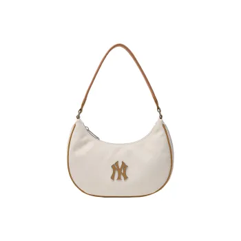 MLB Polyester Blended Cotton Shoulder Bag Handbag Regular Unisex Beige & Brown