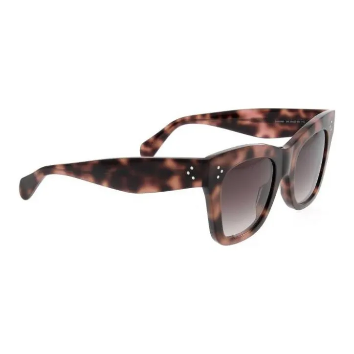 CELINE Acetate Irregular Shape Sunglasses Unisex Brown-2