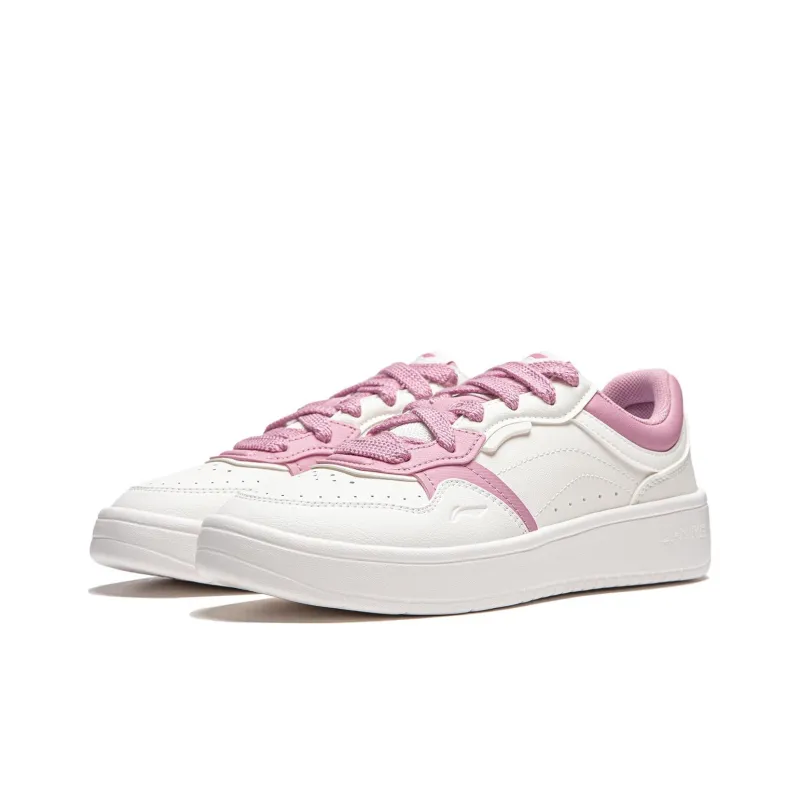LiNing Line 2.0 At The Beginning V2 Anti-Slip Wear-Resistant Low-Top Skateboard Shoes Women's White Pink-2