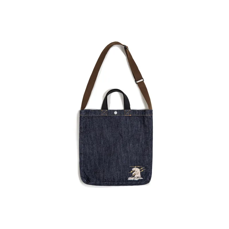 MADEN Denim Tote Bag, Shopping Bag, Shoulder Bag, Crossbody Bag, Handbag Large Size Unisex Blue-1