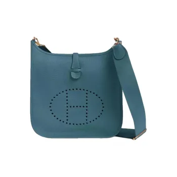 HERMES Evelyne Clemence Bullock Leather Crossbody Bag Shoulder Bag Women's D2 NEW BLEU JEAN Denim Blue