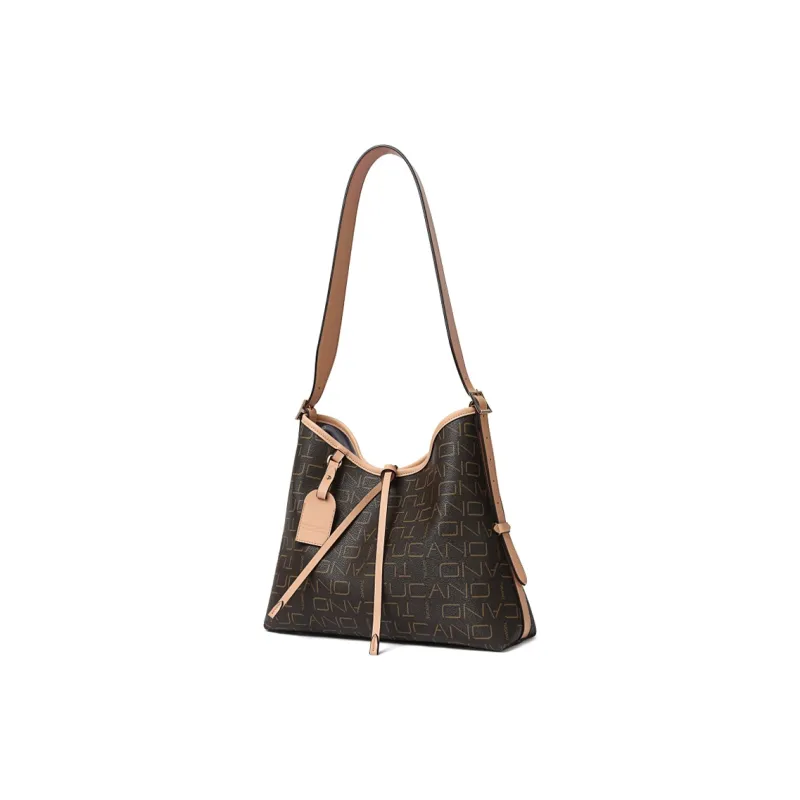 TUCANO PU & PVC Tote Bag, Shopping Bag, Crossbody Bag, Shoulder Bag Regular Women's Coffee/Khaki Brown-1