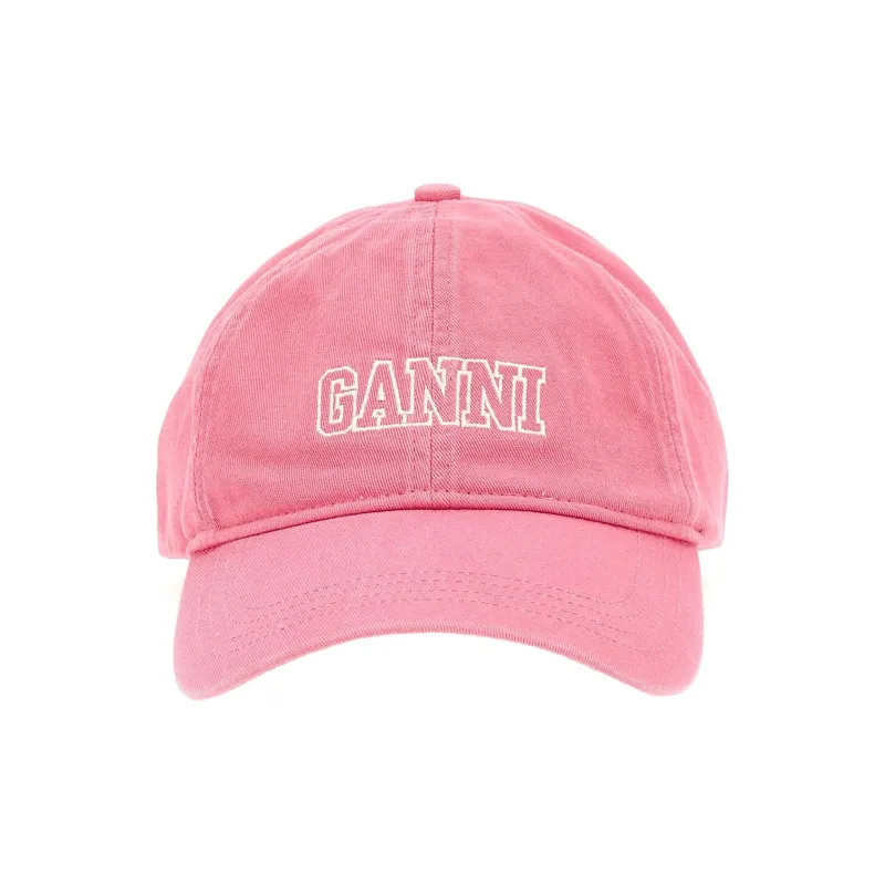GANNI Logo embroidered Organic Cotton Cap-1