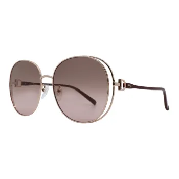 FERRAGAMO Metal Irregular Shape Sunglasses Women's Gold