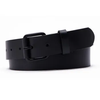 PEDRO Solid Color Pin Buckle Cow Leather Leather Belts Men's Black