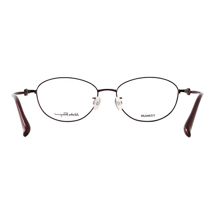 FERRAGAMO Titanium Oval Eyeglass Frames Women's Burgundy-3