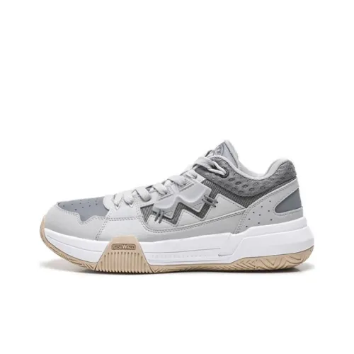 QIAODAN Cushioning, Slip Resistant, And Abrasion Resistant Low Top Basketball Shoes Men's Gray