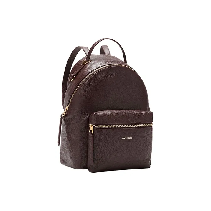 COCCINELLE Grained Leather Backpack Medium Size Women's Brown-1