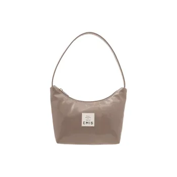 Emis Polyurethane Hobo Bag One Shoulder Handbags Regular Women's Gray Beige