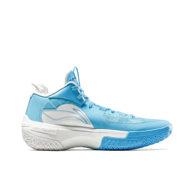 LiNing Shudder Cushioning Slip Resistant Lightweight Rebound High Top Basketball Shoes Men's Blue White-1