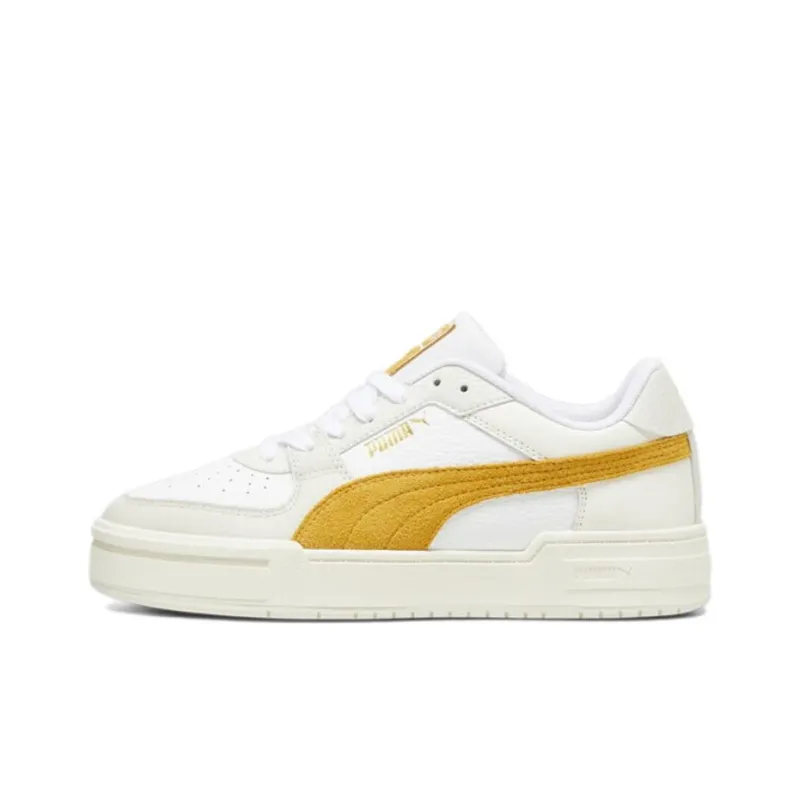 PUMA Ca Pro Anti-Slip Wear-Resistant Low-Top Skateboard Shoes Unisex White Yellow-0