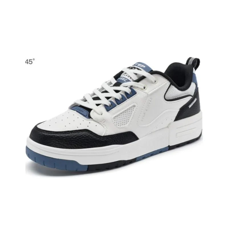XTEP Cushioning Wear Resistant Low Top Skateboard Shoes Men's White Black-1