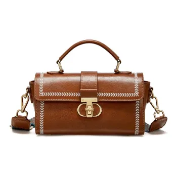 RED DRAGONFLY Cow Leather Small Square Bag, Handbag, Shoulder Bag, Crossbody Bag Trumpets Women's Caramel