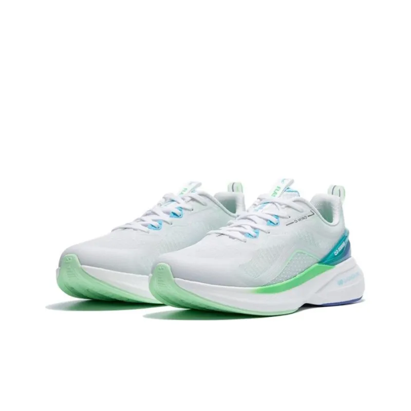 QIAODAN Popularity 12 Shock Absorbers With Slip Resistant Features Low Top Running Shoes Men's White Green-1