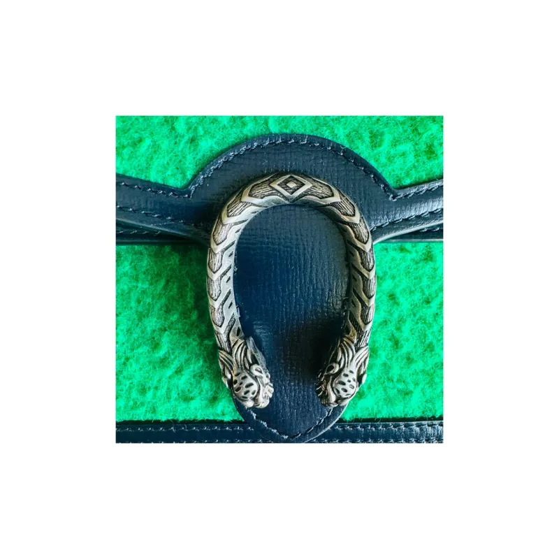 GUCCI Fabric Cow Leather Patchwork Shoulder Bag Crossbody Bag Women's Green-2