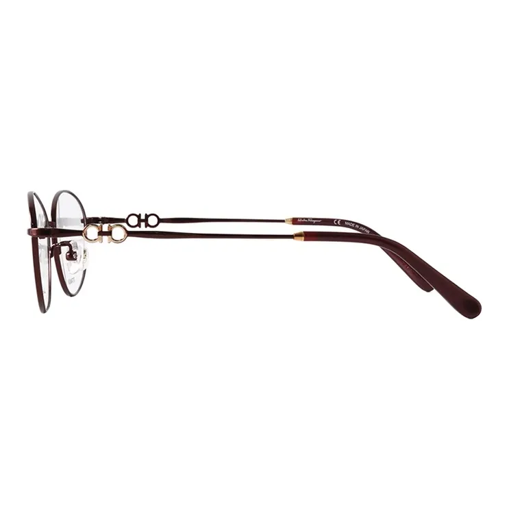 FERRAGAMO Titanium Oval Eyeglass Frames Women's Burgundy-2