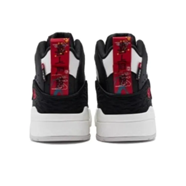 XTEP Cushioning Wear Resistant High Top Skateboard Shoes Men's Black White-3