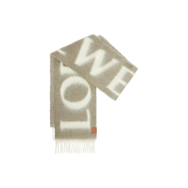 LOEWE Knit Scarves Women's Khaki Green-1